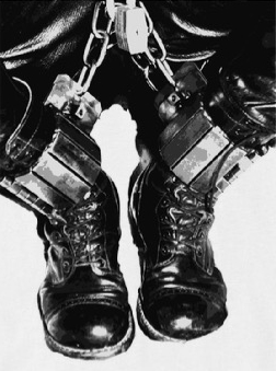 Chained boots kneeling